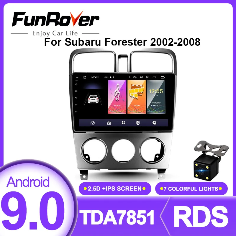 FUNROVER IPS + 2.5D для Subaru Forester 2002 2008 2 din android10 автомобильный Радио мультимедийный плеер