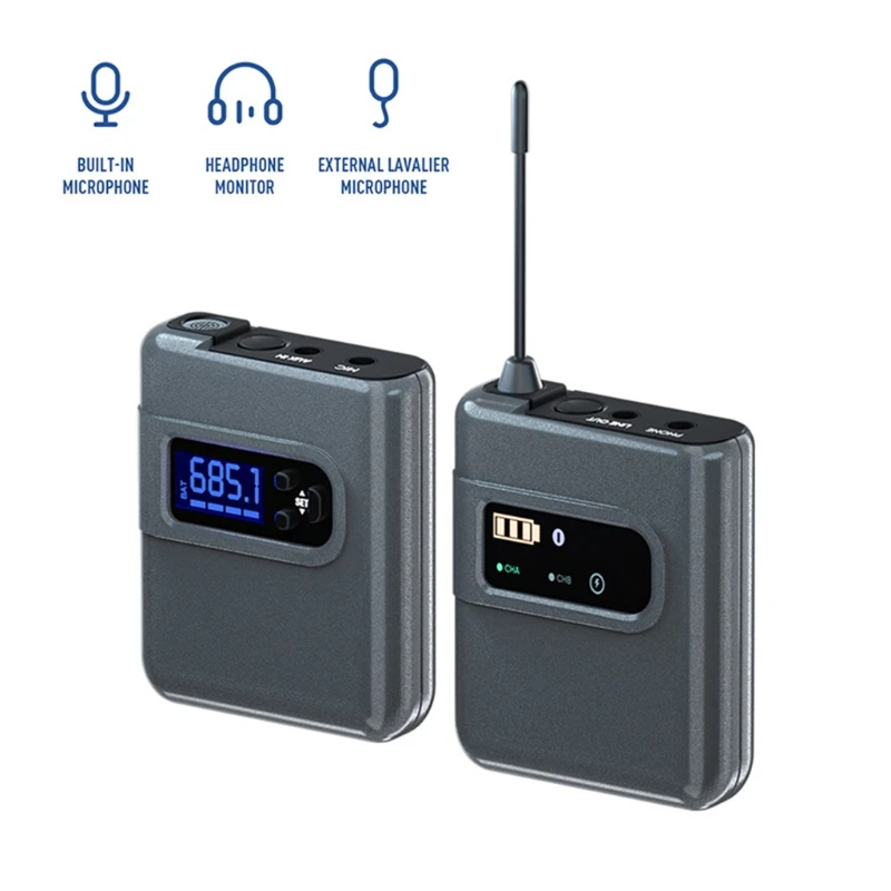 

Беспроводной петличный микрофон UHF, система передачи передач, ручная гарнитура, микрофон, встроенный микрофон, регулировка громкости, порты...