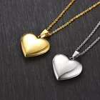 Романтические кулоны в форме сердца для женщин и мужчин, можно открывать фоторамку, глянцевые ожерелья из нержавеющей стали, семейные подарки на любовь