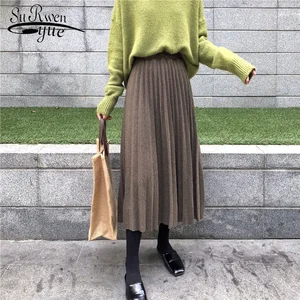 Юбка-трапеция женская, с высокой талией, для офиса, на осень и зиму, плотная плиссированная юбка, 2021, 7226