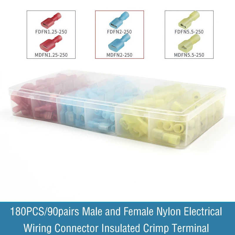 180 шт. 90 пар мужской и женский нейлоновый разъем для электропроводки ОБЖИМНАЯ