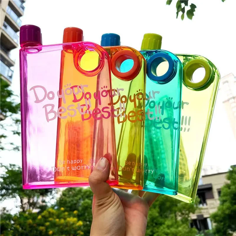 

A5 Flat Water Plastic Men's Paper Water Bottle Female Personality Creative Sports Bottle Square Simple Portable Fitness Cup