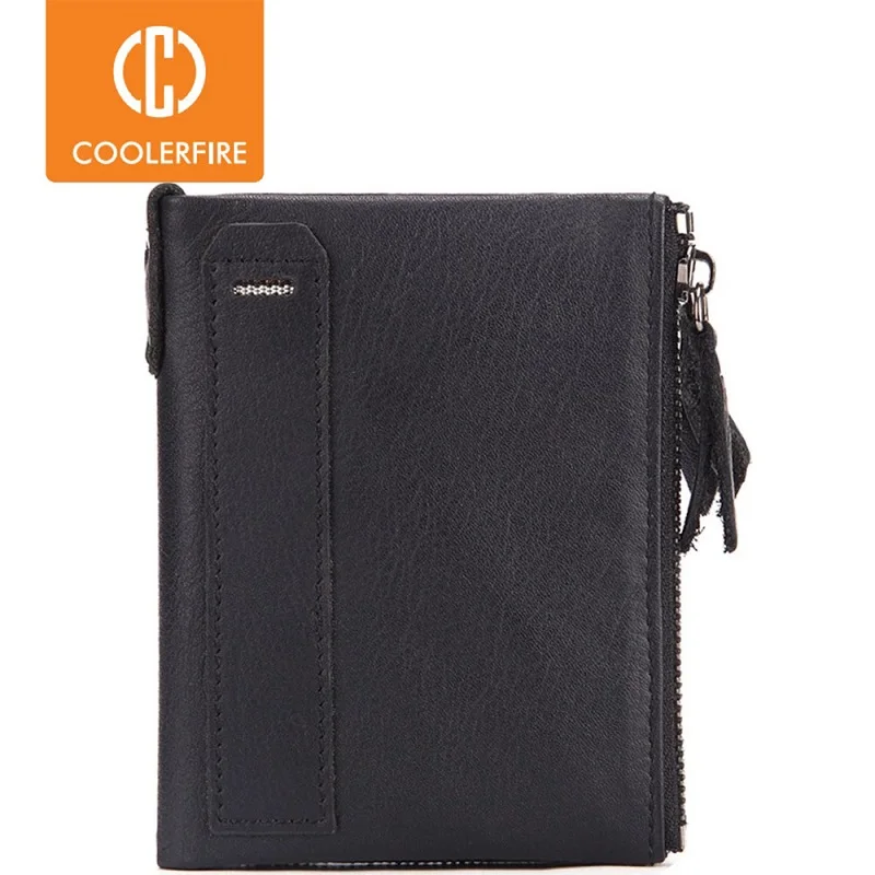 

Мужской кошелек из натуральной кожи, короткий бумажник на молнии, однотонный клатч с держателем для карт, PJ009