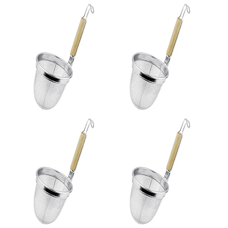 Сетчатый дуршлаг с деревянной ручкой 4 упаковки микро-перфорированная корзина