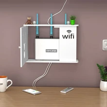 Wireless Wifi Router Storage Boxes Wooden Box Cable Power Plus Wire Bracket Wall Hanging Plug Board Storage Shelf DIY Home Decor