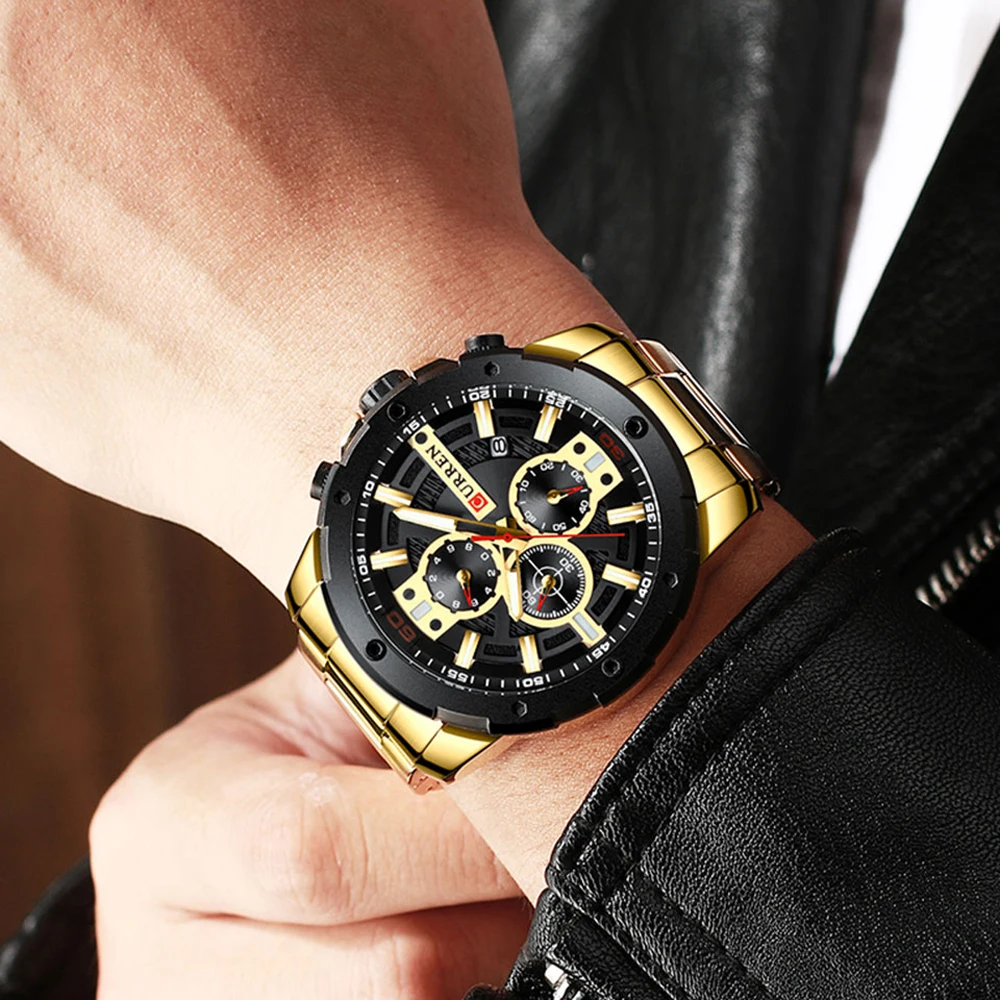 

CURREN Watches Men Stainless Steel Band Quartz Wristwatch Military Chronograph Clock Male Fashion Sporty Watch Waterproof 8336