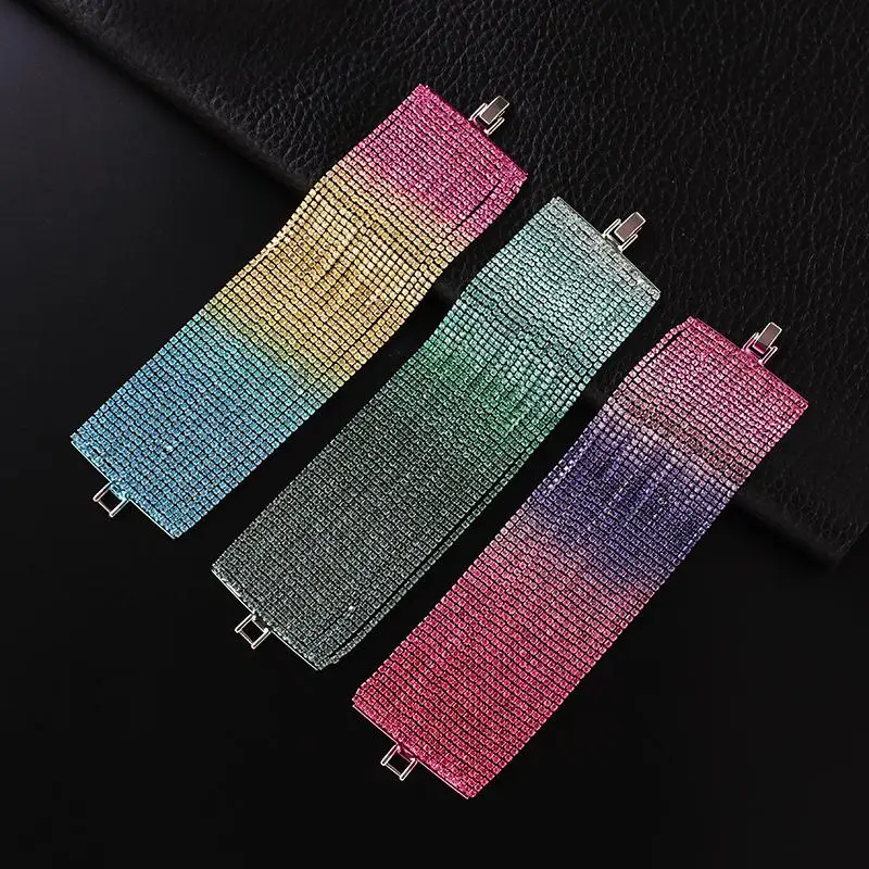 YFJEWE модные красочные стразы браслеты женские большие градиентные