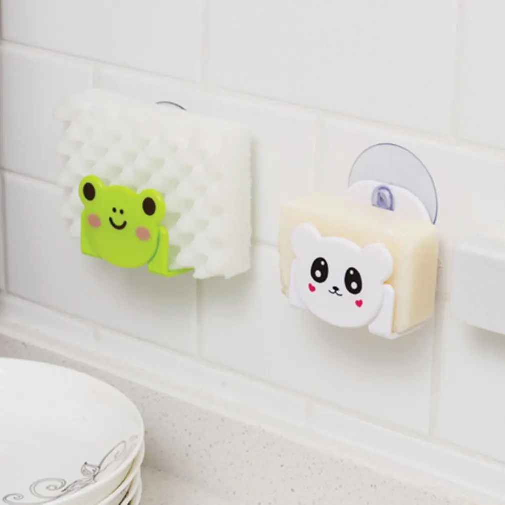 Милый Черный кот лягушка панда животное настенные полки для ванной губка