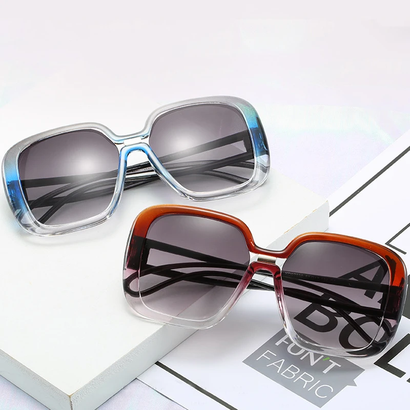 

Модные большие квадратные солнцезащитные очки Женские винтажные цветные квадратные линзы популярные мужские солнцезащитные очки с защито...