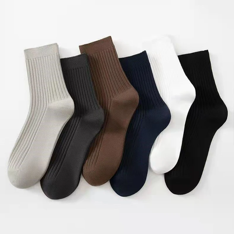 Men Cotton Socks Set 5 Pairs Black Medium Socks Male Business Socks Sports Breathable Long Socks Comfort Large Man Socks Hose