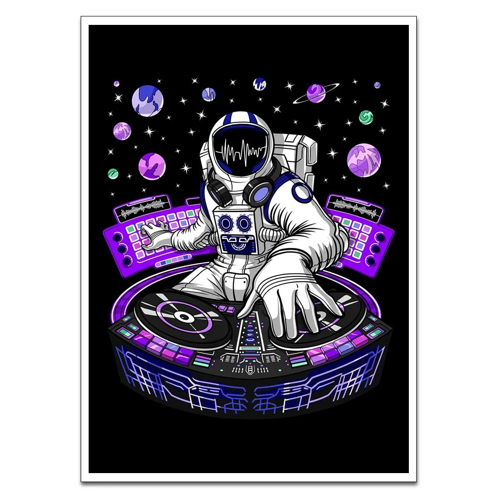 Без рамки HD украшение для дома печать астронавта техно музыка постер DJ холст украшение на стену, живопись маслом украшение гостиной