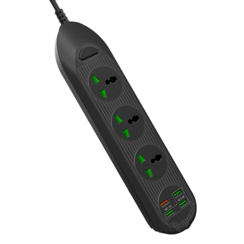 Power Strip with 3 Outlets 4 USB QC3.0 18W Ports 3000W 16A 6.5 Feet Extension Cord Surge Protector | Электроника