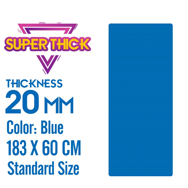 Thick 20mm 183X60cm 1830*610*20 мм толстый нескользящий коврик для йоги, мягкий коврик для спортзала, пилатеса, складной коврик для бодибилдинга, тренажеры для фитнеса, сделай сам - Цвет: Thick 20mm 183X60cm