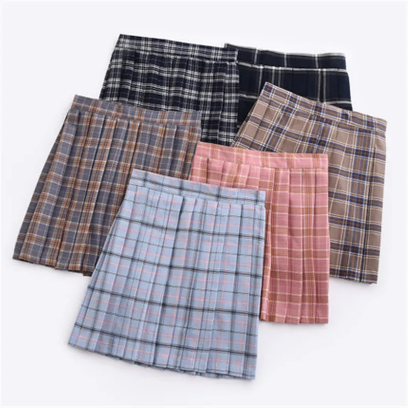 

Harajuku 2020 Womens Summer Korean Style High Waist Mini Pleated Plaid Woman Anime Skirts Kawaii Short School Girls Cute Uniform