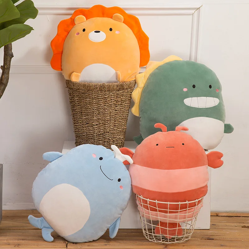 

New Cute Ocean Animal Plush Toy Stuffed Soft Animal Whale Lobster Penguin Lion Pillow Christmas Gift For Kids