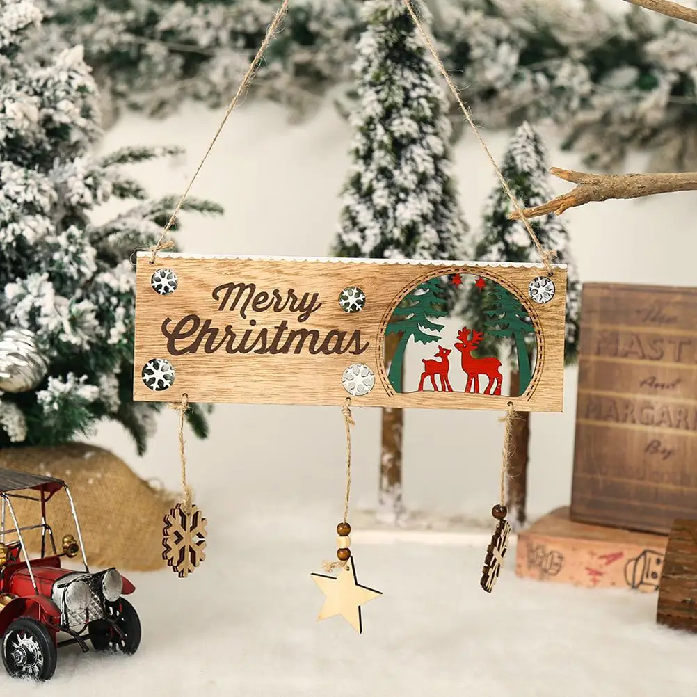 Деревянная подвесная доска с надписью &quotMerry Christmas&quot подвесные украшения для