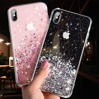 silver foil starry sky glitter phone case for iphone 12 mini 11 pro xs max xr x 8 7 6s 6 plus se 2020 clear silicone cover case