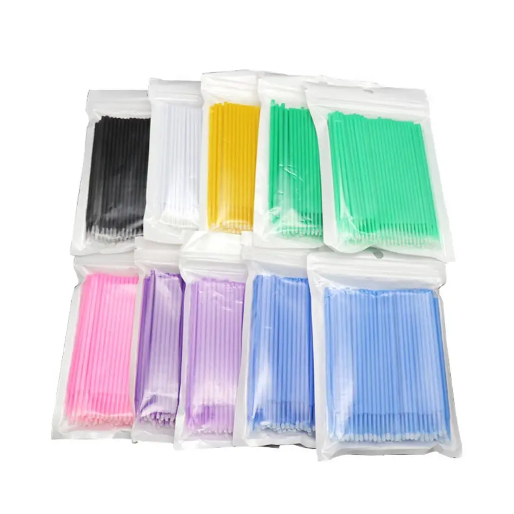 

50% Hot Sale 100pcs Disposable Colorful Cotton Swabs Eyelash Brushes Cleaning Swab Hot Natural Eyelashes Remover Tattoo Kit