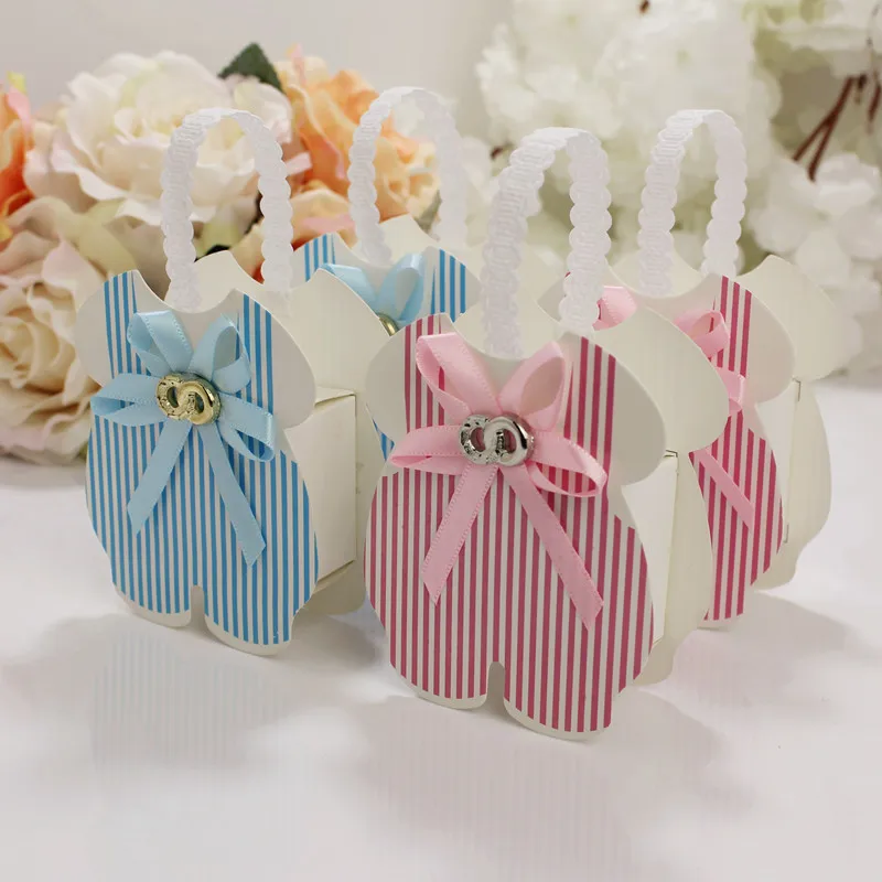 

10Pcs Candy Box Lovely Rompers Pink and Blue Baby Boy Girl Gift Box Baby Shower Birthday Party Decorations Kids Party Supplies