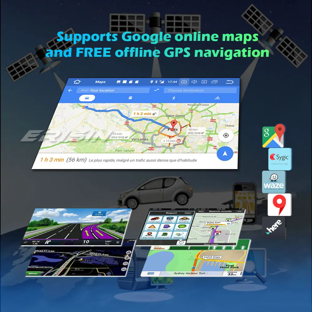 Erisin 10 1 "один Din Android 0 автомобильный стерео Мультимедийный Авторадио DAB + CarPlay GPS