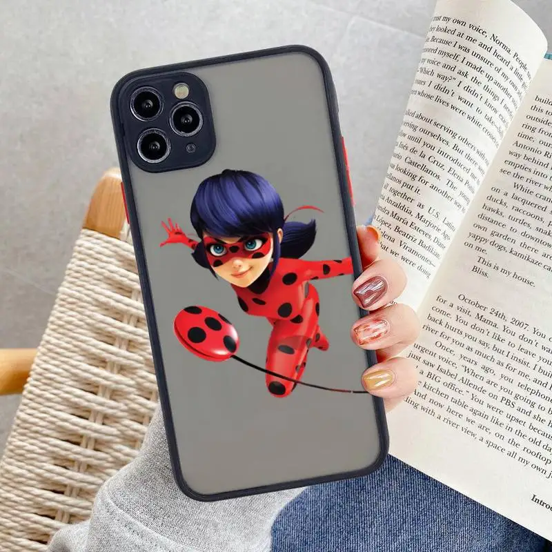 

Miraculers-Ladybugs-Cartoon Girl Phone Cases For iphone 12 11 Pro Max Mini XS 8 7 Plus X SE 2020 XR Matte Transparent Cover