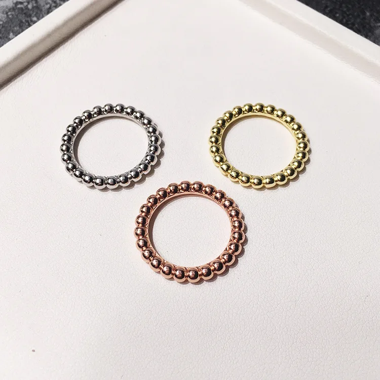 

Brand Fashion accessories Simple matching with copper-plated glossy bead ring fashion jewelry