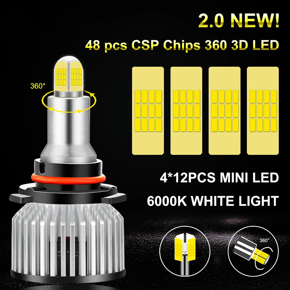 H1 Led 360 градусов Hi Lo фары 18000LM 9005 9006 Автомобильные противотуманные лампы для