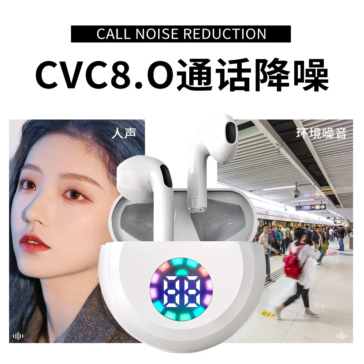 

Pro8 TWS Earphoone Fone Bluetooth Wireless Earbuds HiFi Stereo Earpods with Microphone for IOS Android Xiaomi Vivo Waterproof