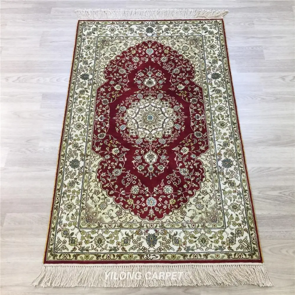 

Yilong 2,5 'x 4' двойные узлы красный ручной завязанный ковер (YXR181B)