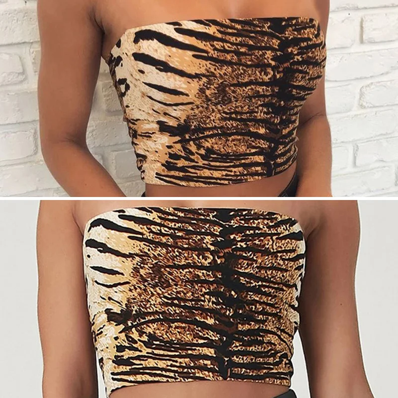 Женское летнее бюстье без бретелек с принтом укороченный топ жилет сексуальный