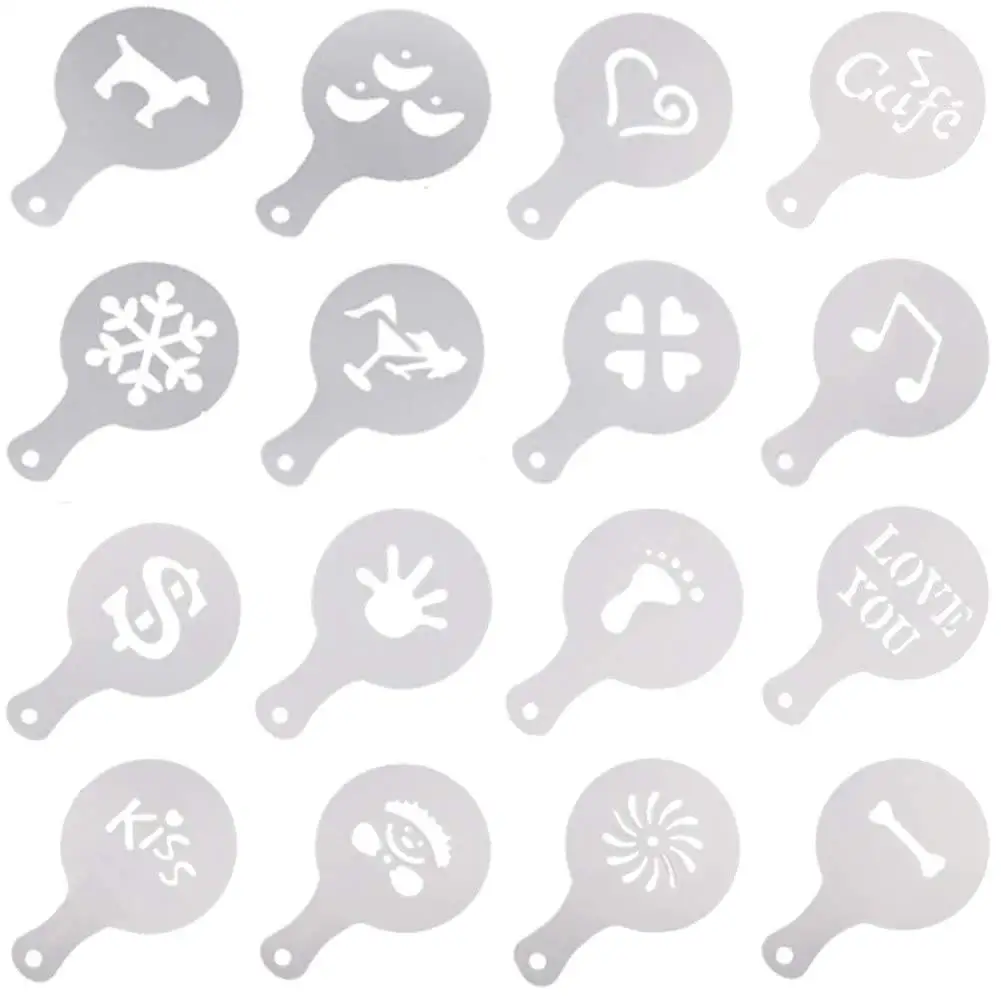 

16-piece coffee pull pattern cake spray mold coffee stencil coffee decoration