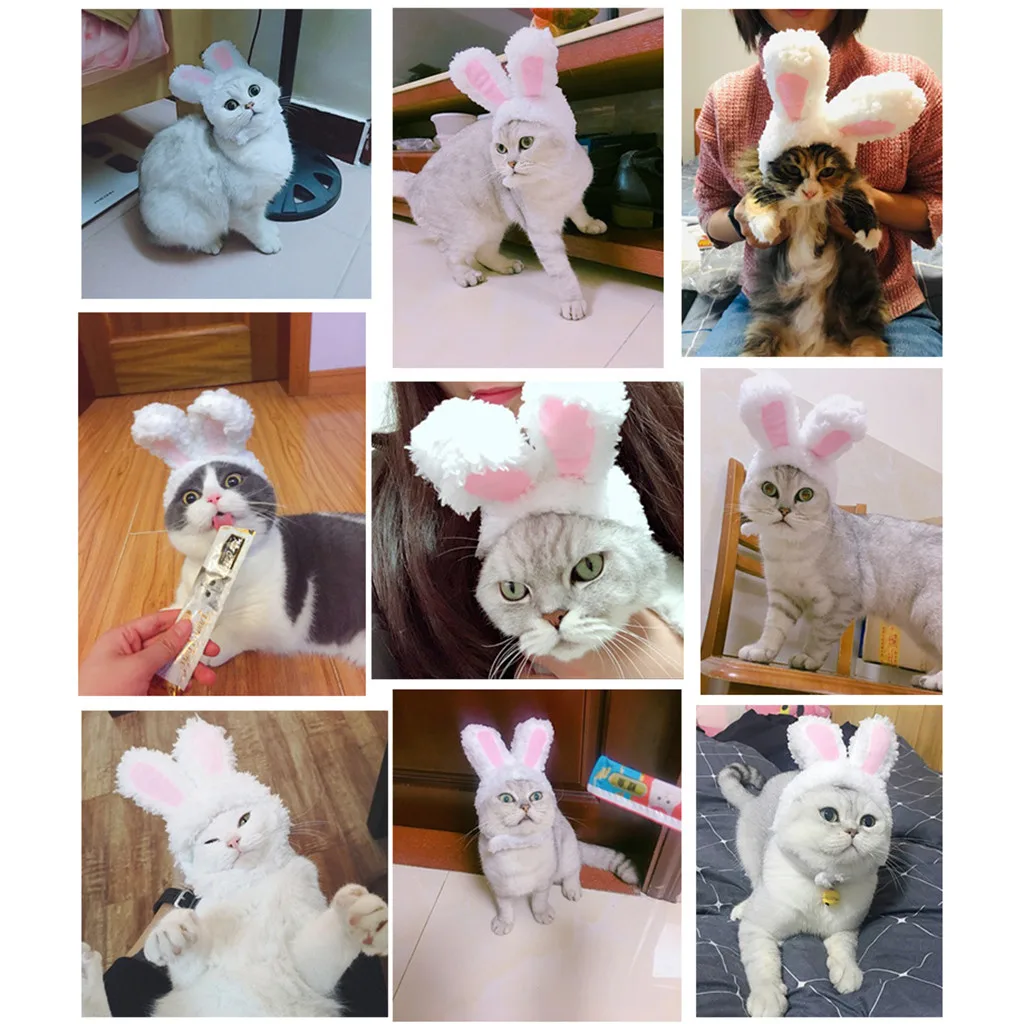 Забавный милый костюм для домашних животных косплей шапка с кроличьими ушками