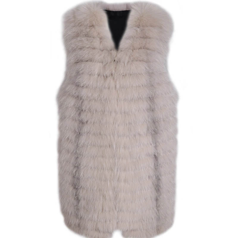 

fox natural real ladies gilet long fur vest