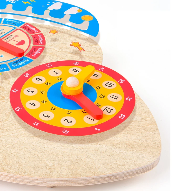 

Wooden Montessori Toys Baby Weather Season Calendar Clock Time Cognition Preschool Education Teaching Aids Toys