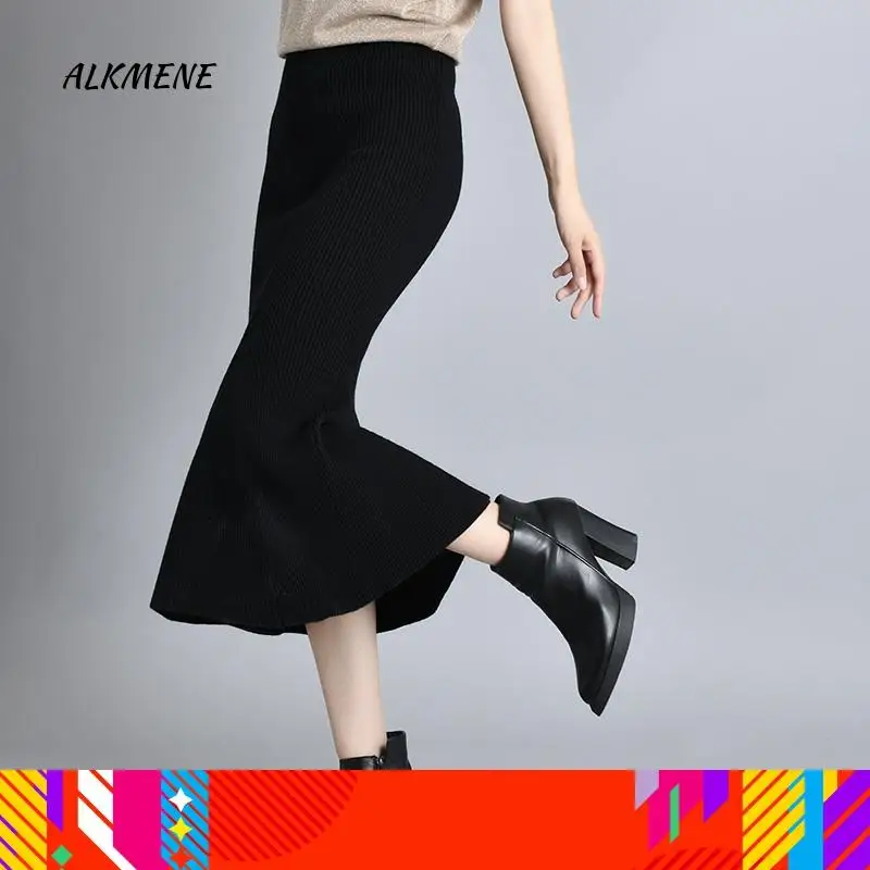 Женская трикотажная юбка с завышенной талией ALKMENE облегающая выше колена на