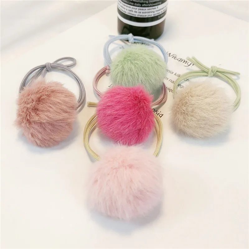 5 шт./компл. головной убор факс меховой шарик конский хвост держатели эластичное