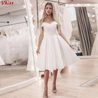 whiteivory off shoulder satin short prom dresses 2020 women formal party night vestidos robe elegant evening gowns long jurkjes