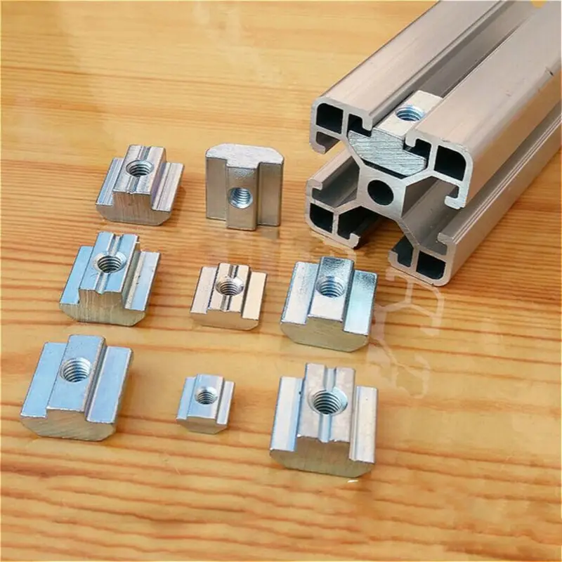 20pcs 50pcs/lot Tee Sliding Nut T Hammer Block Square Nuts M5 2020 Aluminum Profile Slot Zinc Coated Plate | Обустройство дома