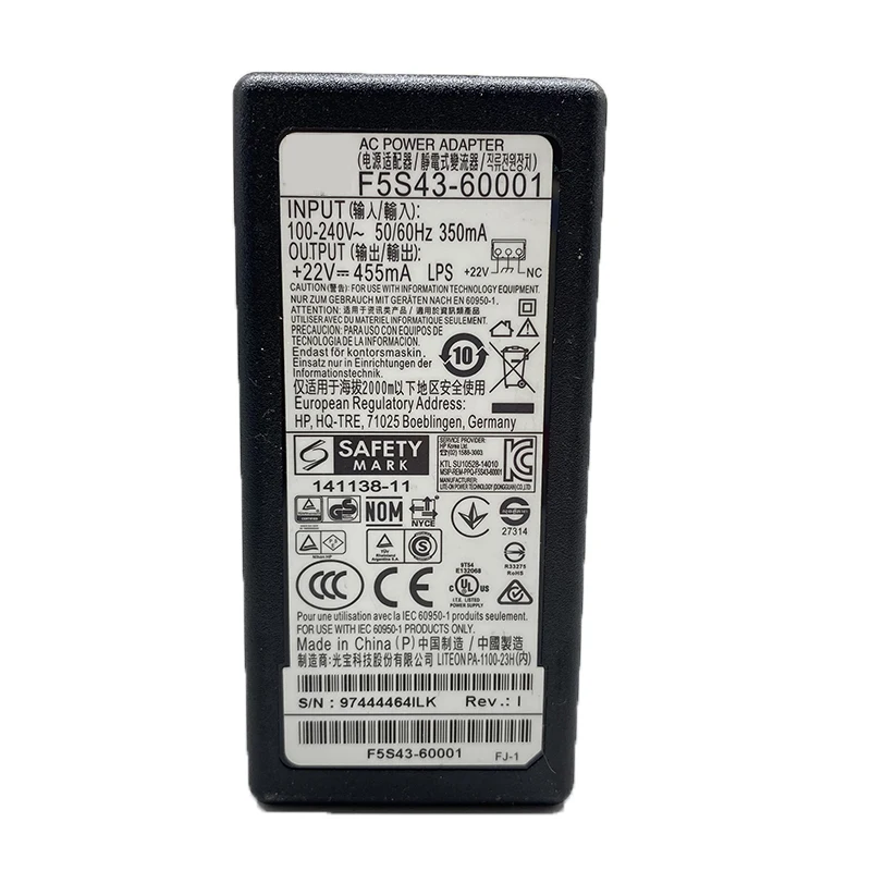F5S43-60001 22V 455mA AC адаптер питания для HP 1110 1112 1115 3830 3832 3833 2130 2600 3630 3635 3700 3755 | Компьютеры