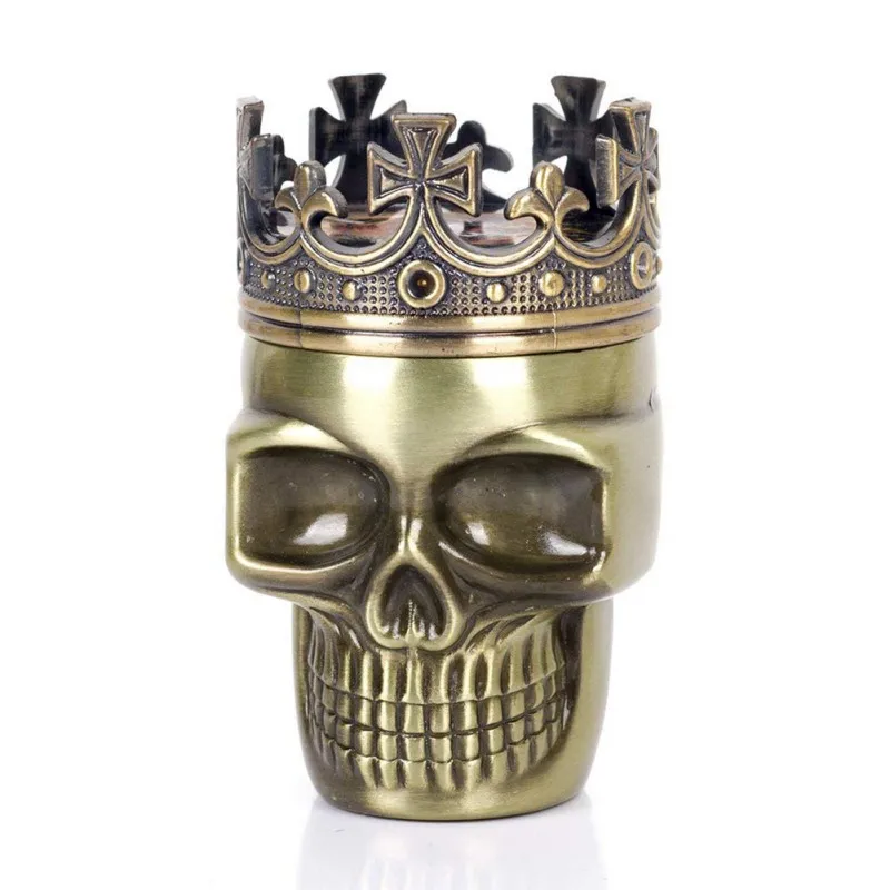 

New Arrival Classic Hot King Skull Metal Tobacco Herb Spice Grinder 3 Layers Crusher Hand Muller Dropshipping`