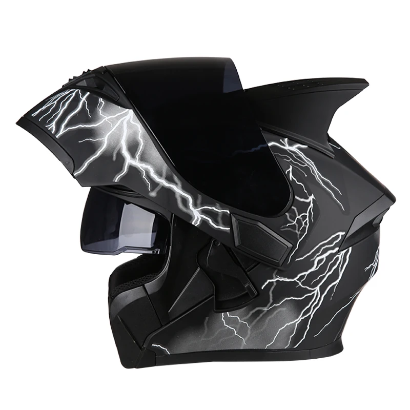Moto rcycle helmet casco de moto шлем для гонщика Flip up Full Face с двумя объективами | Автомобили и