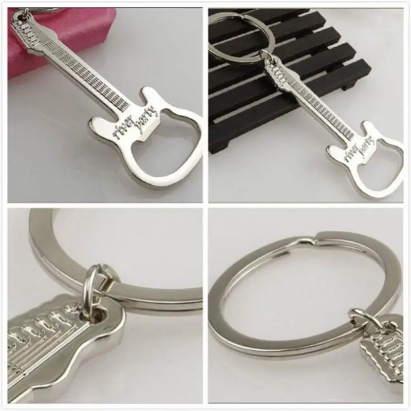 

Bottle Opener New Design Guitar Beer Bottle Can Opener Alloy Hangings Ring Keychain Tools Household Gifts Kitchen Accessories