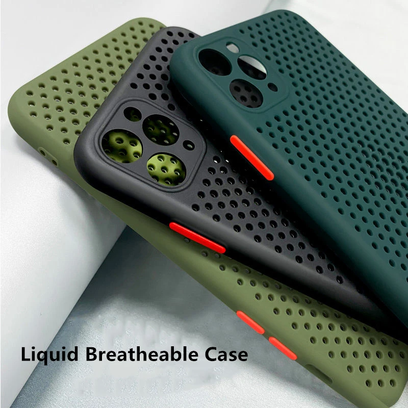 

Hollow Out Grid Case For iPhone 12 12Mini 11 Pro MAX XSMAX XR X XS SE2020 7 8 6 6S Plus Soft Heat Dissipation Breathable Cover