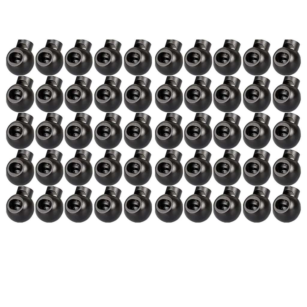 

Spring Ball Stopper Plastic Round Toggle Non-slip Beautiful Stopper Cord Lock With Cloths Rope Buckle Pignose Buckle 50pcs #M3