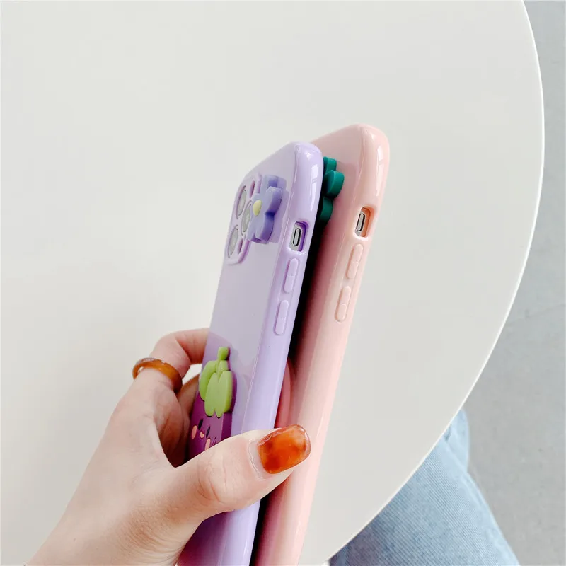

3D Fruit Strawberry peach Soft TPU Silicon Phone Case Cover for iPhone 12 Mini Pro Max 11 Pro MAX 7 8 Plus X Xs MAX Back Cover