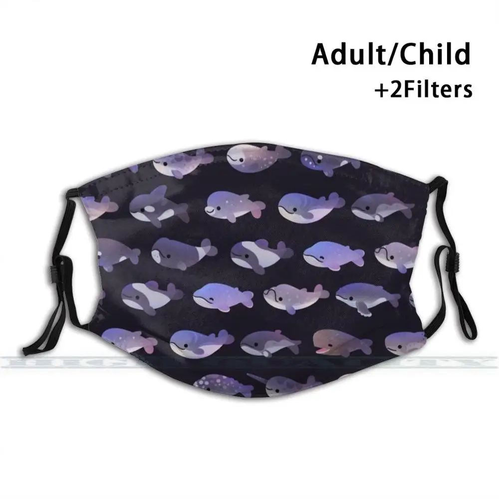 

Whale Day Fashion Print Reusable Funny Pm2.5 Filter Mouth Face Mask Whale Dolphin Orca Marine Life Scuba Humpback
