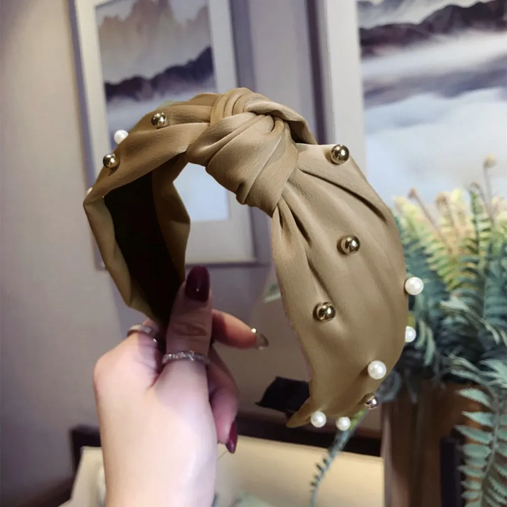 

headband hair accessories band Lovely Women Pearl Fashion Fabric Knot