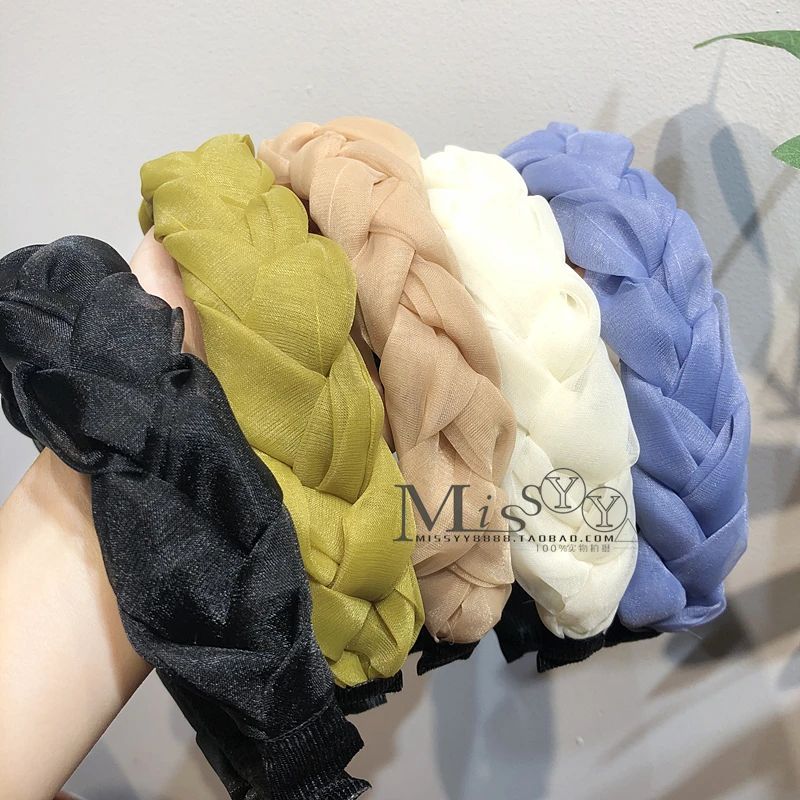 

Fashion Women Satin Cross Hairbands Twisted Braid Headband Head Hoop Solid Color Hair Accessories Ladies Elegant Width Headwear