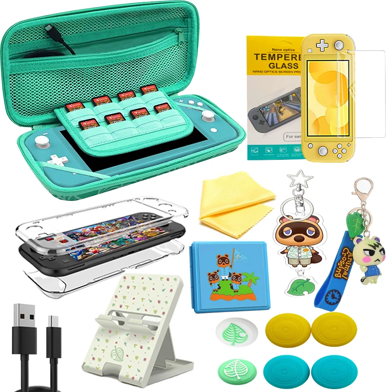 

Набор аксессуаров для Switch Lite, набор аксессуаров с чехлом для переноски, Защитная пленка для экрана, игровая подставка, Чехол для карт, зарядк...