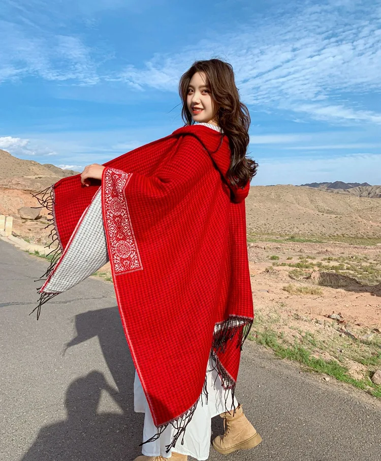 VANOVICH Desert Tourism Scarf Warm National Wind Cloak Jacket 2022 Autumn and Winter New Womens Cape |